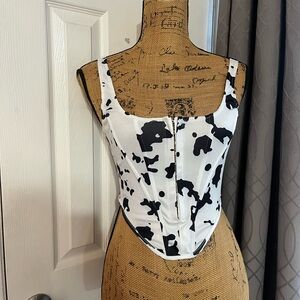 Black & White Cow Print Corset Tank Top